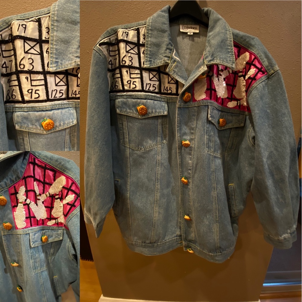 Rare Vintage beaded Cedars Jean jacket